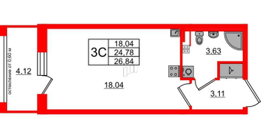 Студия, 24&nbsp;м²