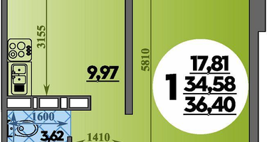 1-к. квартира, 36&nbsp;м²