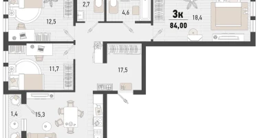 3-к. квартира, 82&nbsp;м²