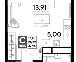 Студия, 27&nbsp;м²