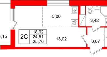 Студия, 24 м²