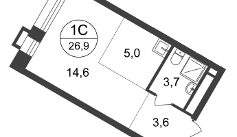Студия, 26&nbsp;м²