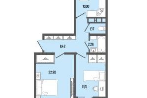 2-к. квартира, 57 м²