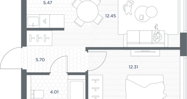 1-к. квартира, 39&nbsp;м²