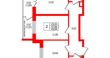 2-к. квартира, 49&nbsp;м²
