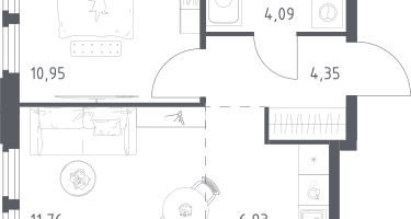 Студия, 38&nbsp;м²