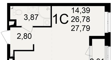1-к. квартира, 26&nbsp;м²