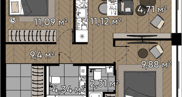 3-к. квартира, 52&nbsp;м²