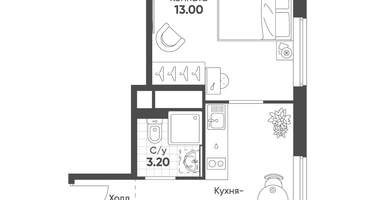 1-к. квартира, 29 м²