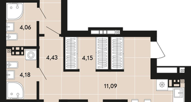 3-к. квартира, 101 м²