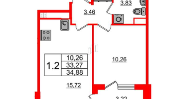 1-к. квартира, 32 м²