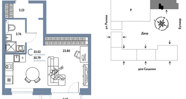 Студия, 33&nbsp;м²