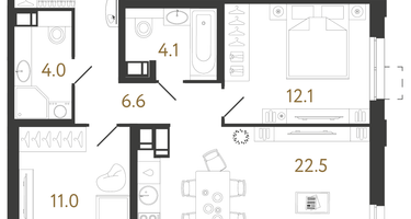 2-к. квартира, 64&nbsp;м²