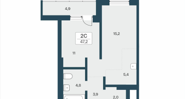 2-к. квартира, 47 м²