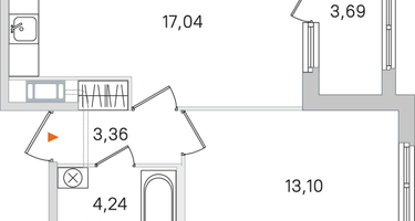 1-к. квартира, 39 м²