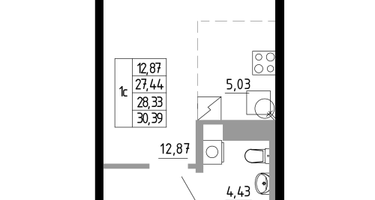 1-к. квартира, 28&nbsp;м²