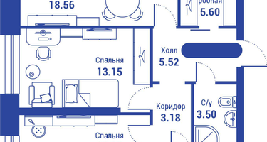 3-к. квартира, 70 м²