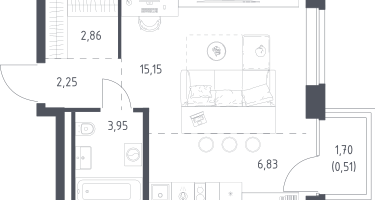 1-к. квартира, 31&nbsp;м²