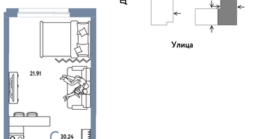 Студия, 30&nbsp;м²