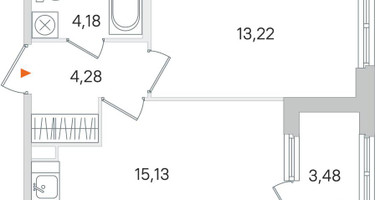1-к. квартира, 38&nbsp;м²