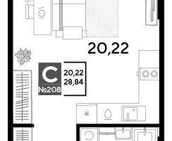 Студия, 28&nbsp;м²