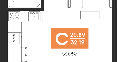 Студия, 32&nbsp;м²