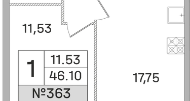 1-к. квартира, 46&nbsp;м²