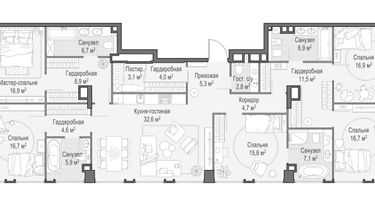 5-к. квартира, 187&nbsp;м²