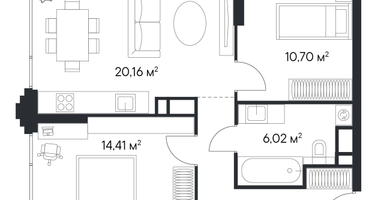 2-к. квартира, 59&nbsp;м²