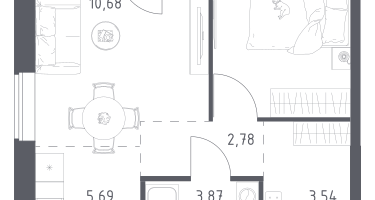 Студия, 38&nbsp;м²