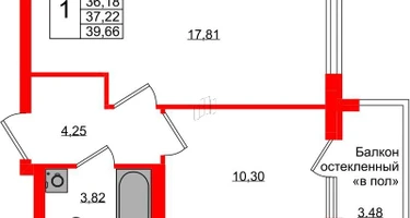 1-к. квартира, 37 м²