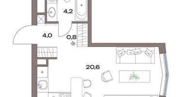 Студия, 29&nbsp;м²