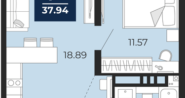 1-к. квартира, 37&nbsp;м²
