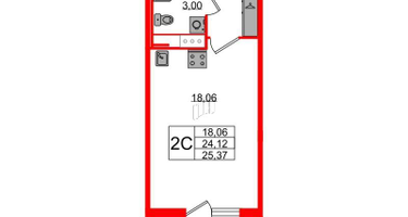 Студия, 24&nbsp;м²