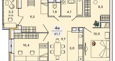 Студия, 61&nbsp;м²