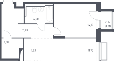 Студия, 53&nbsp;м²