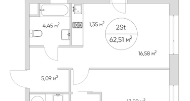 2-к. квартира, 61&nbsp;м²