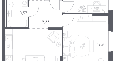 Студия, 62&nbsp;м²