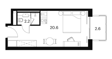 1-к. квартира, 25 м²