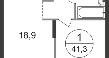 1-к. квартира, 41 м²