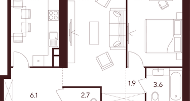 2-к. квартира, 56 м²