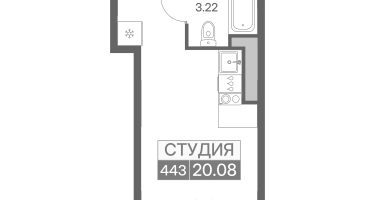 1-к. квартира, 20&nbsp;м²