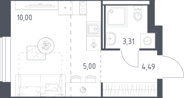 Студия, 22&nbsp;м²