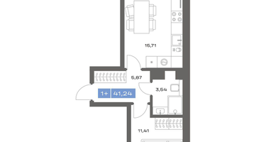 1-к. квартира, 41&nbsp;м²