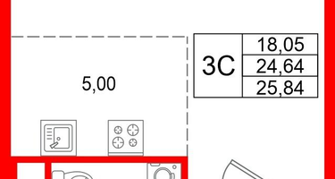 Студия, 24&nbsp;м²