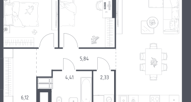2-к. квартира, 64&nbsp;м²