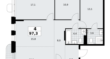 4-к. квартира, 97&nbsp;м²
