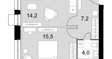1-к. квартира, 40 м²