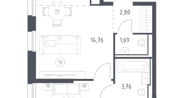 Студия, 41&nbsp;м²