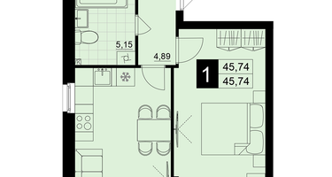 1-к. квартира, 45&nbsp;м²